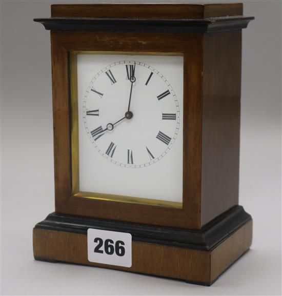 A Victorian mahogany cased eight day mantel timepiece H.17cm, W 13cm